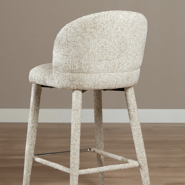 Tabouret de bar Charlie en chenille taupe 69 cm