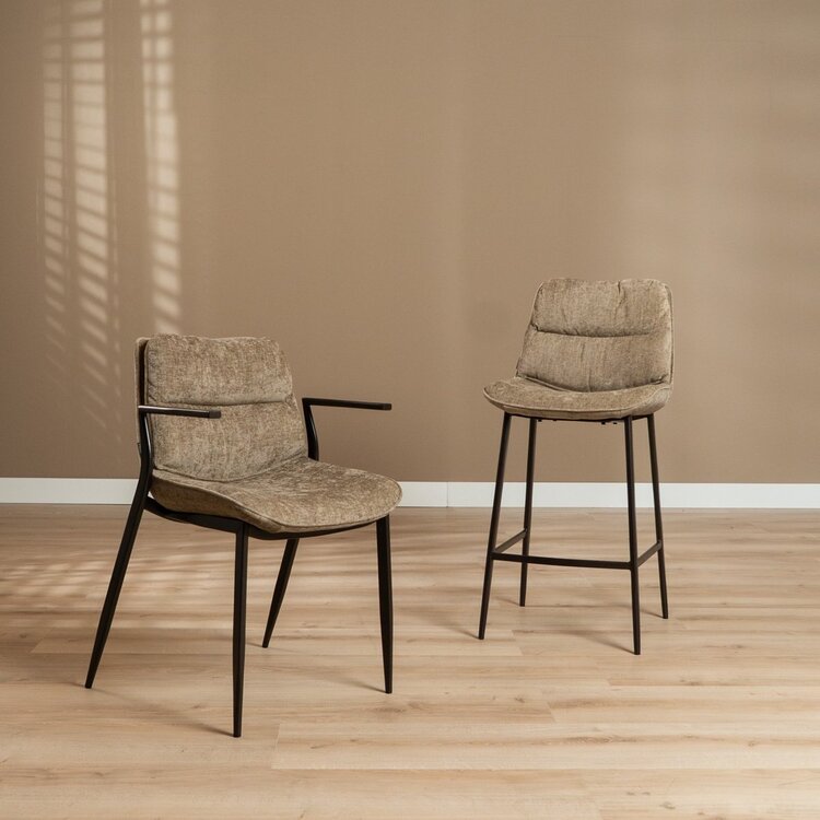 Chaise de salle à manger en velours Trevi taupe