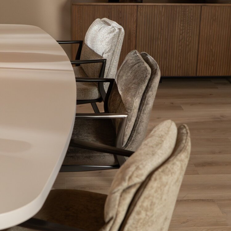 Chaise de salle à manger Trevi tissu mélange blanc cassé/marron