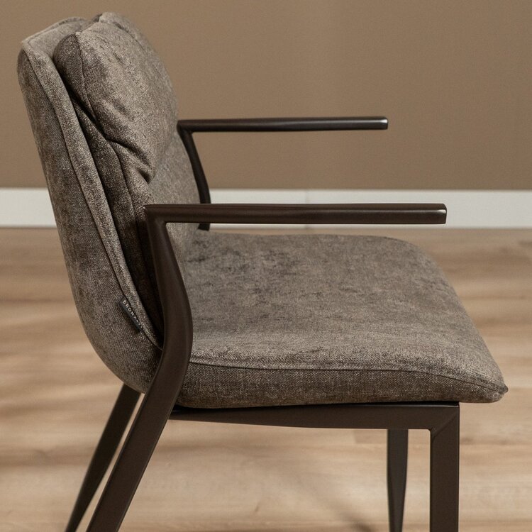 Chaise de salle à manger en velours Trevi marron