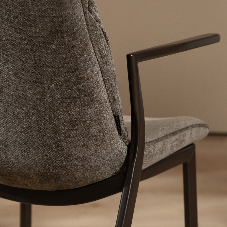 Chaise de salle à manger en velours Trevi marron