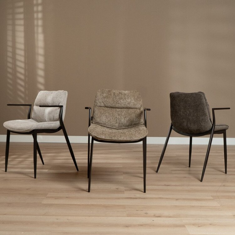 Chaise de salle à manger en velours Trevi marron