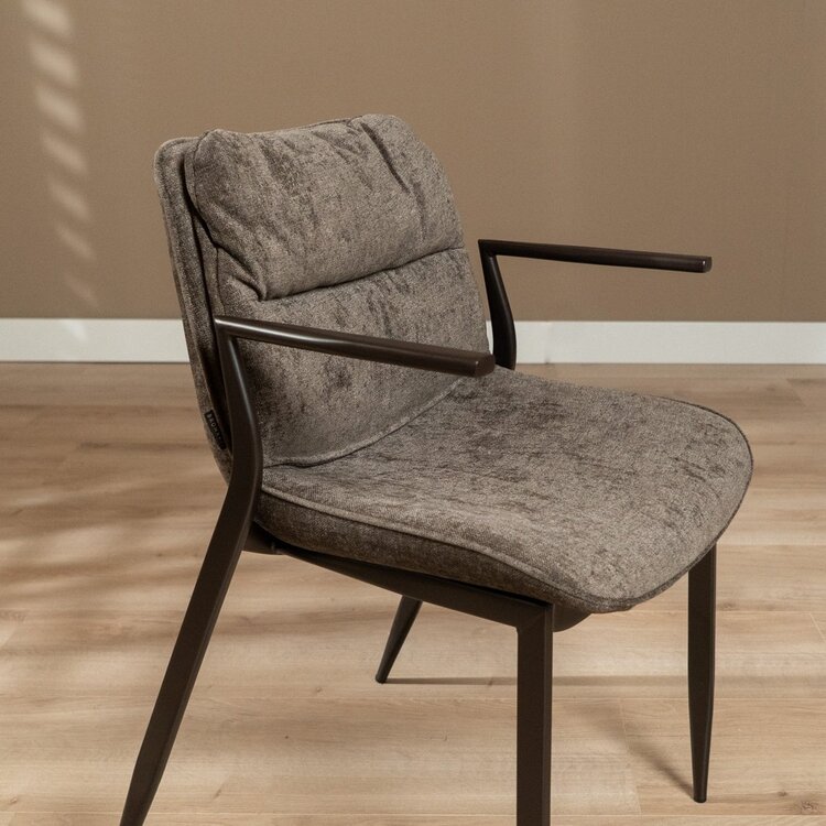 Chaise de salle à manger en velours Trevi marron