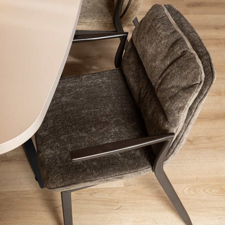 Chaise de salle à manger en velours Trevi marron