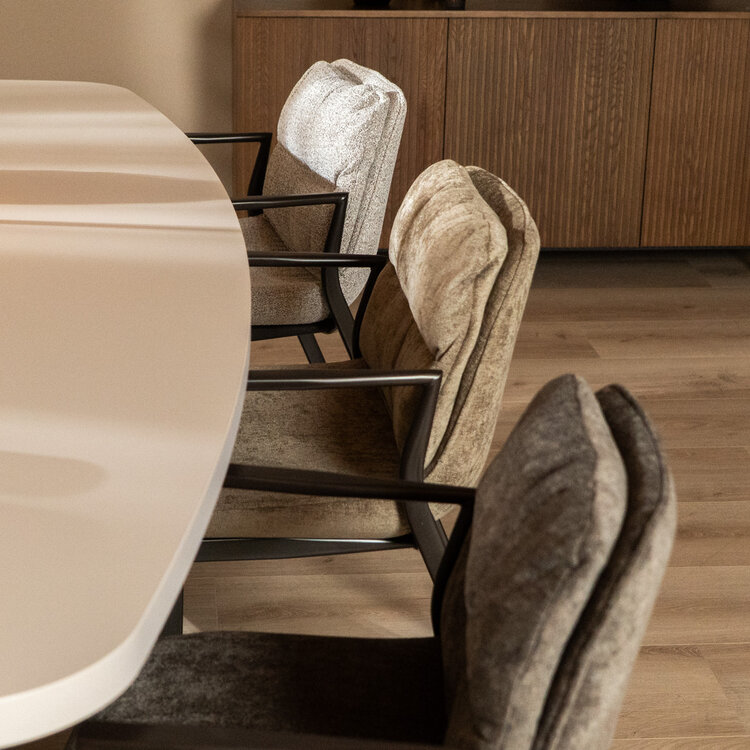 Chaise de salle à manger en velours Trevi marron