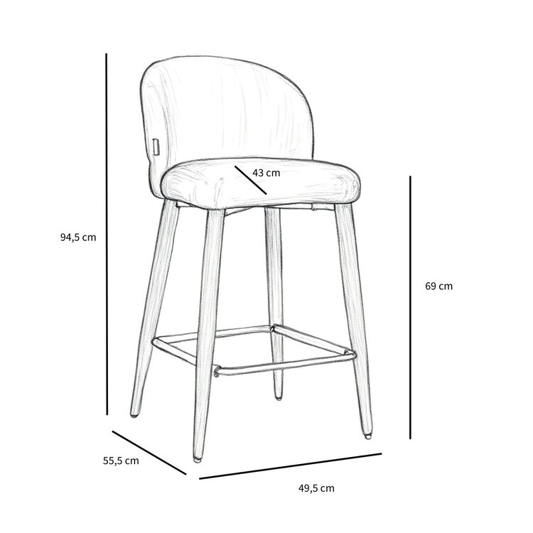 Tabouret de bar Charlie en chenille taupe 69 cm