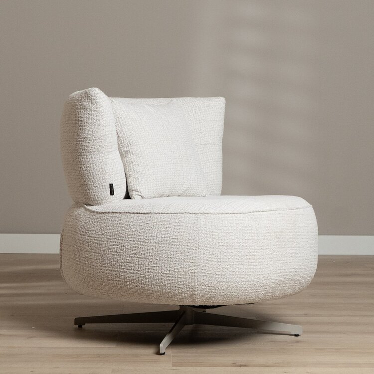 Fauteuil Fallon pivotant en tissu chiné beige