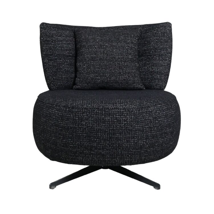 Fauteuil Fallon pivotant en tissu chiné noir