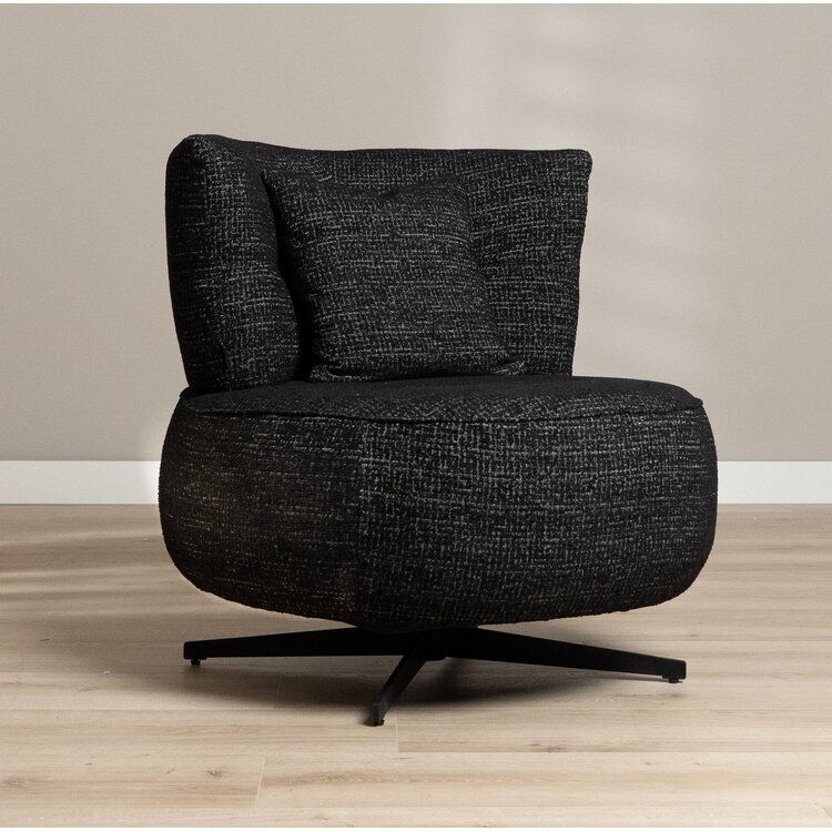 Fauteuil Fallon pivotant en tissu chiné noir