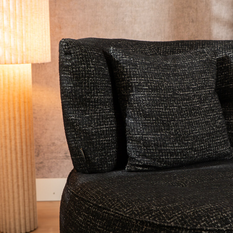 Fauteuil Fallon pivotant en tissu chiné noir