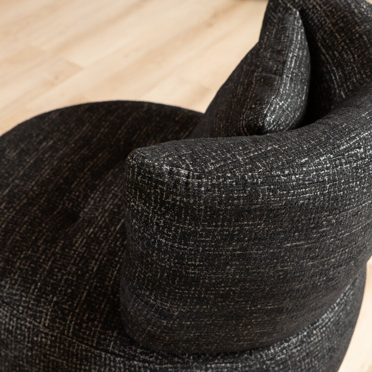 Fauteuil Fallon pivotant en tissu chiné noir