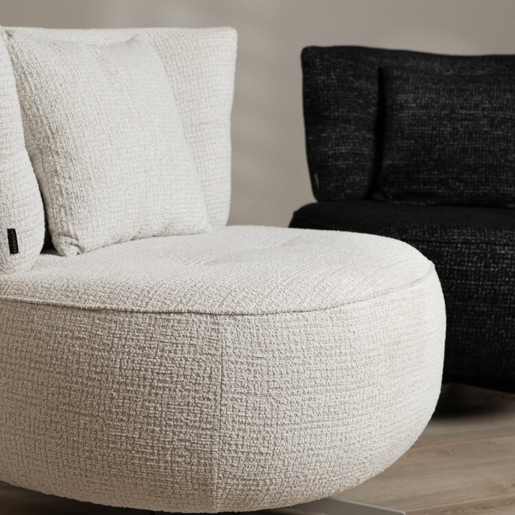 Fauteuil Fallon pivotant en tissu chiné beige