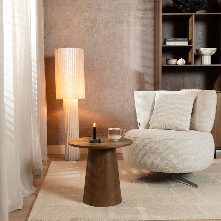 Fauteuil Fallon pivotant en tissu chiné beige