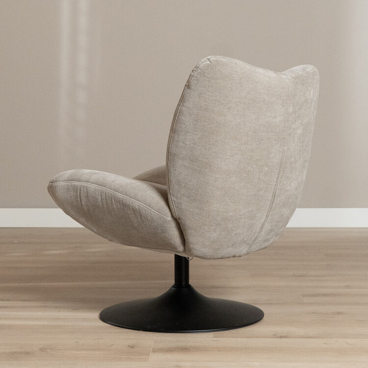Fauteuil pivotant Lise en chenille taupe