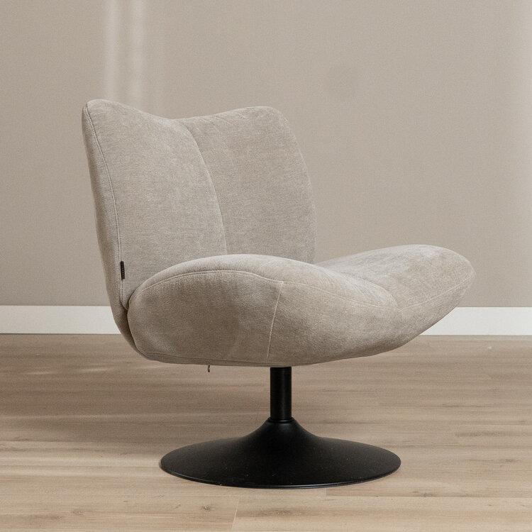 Fauteuil pivotant Lise en chenille taupe