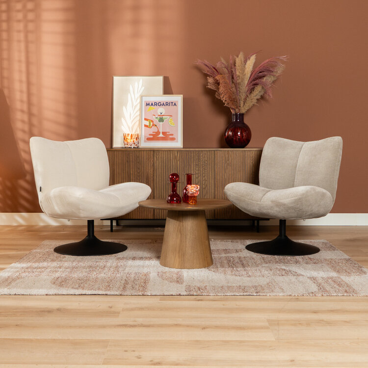 Fauteuil pivotant Lise en chenille taupe