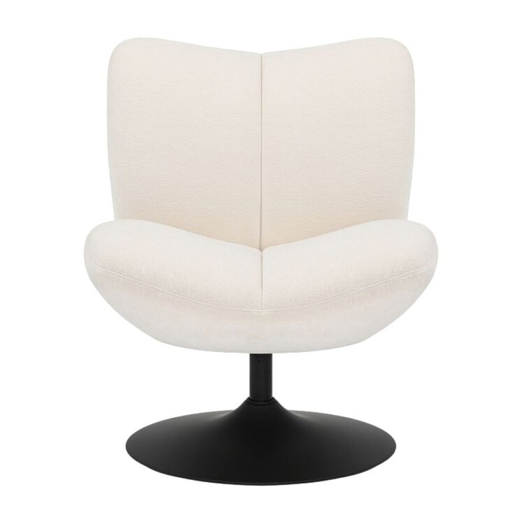 Fauteuil pivotant Lise en chenille blanc cassé