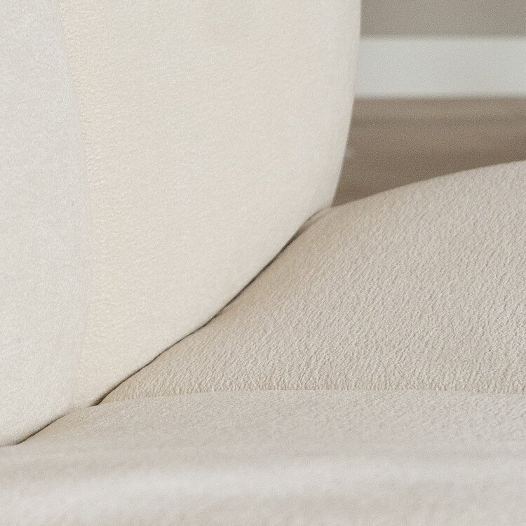 Fauteuil pivotant Lise en chenille blanc cassé