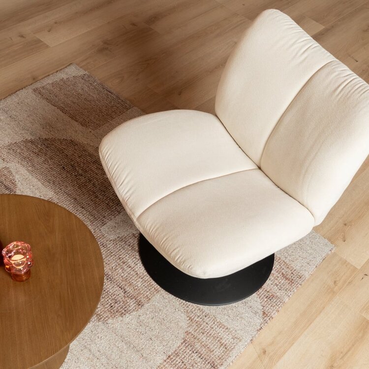 Fauteuil pivotant Lise en chenille blanc cassé