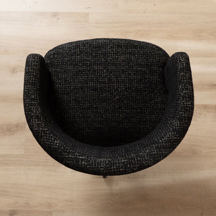 Fauteuil pivotant Gino en tissu chiné noir