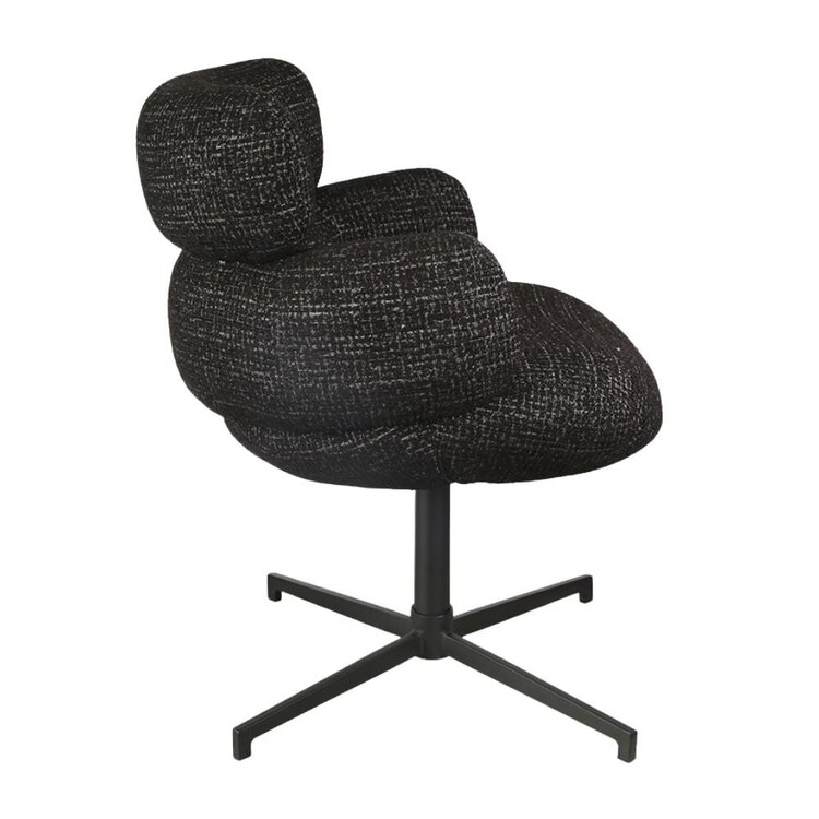 Chaise de salle à manger Coco en tissu chiné noir