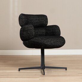 Chaise de salle à manger Coco en tissu chiné noir