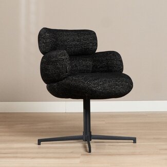 Chaise de salle à manger Coco en tissu chiné noir