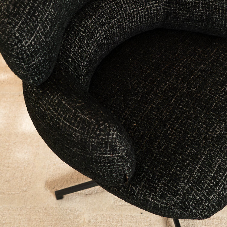 Chaise de salle à manger Coco en tissu chiné noir