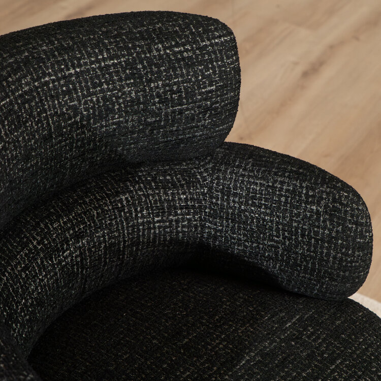 Chaise de salle à manger Coco en tissu chiné noir