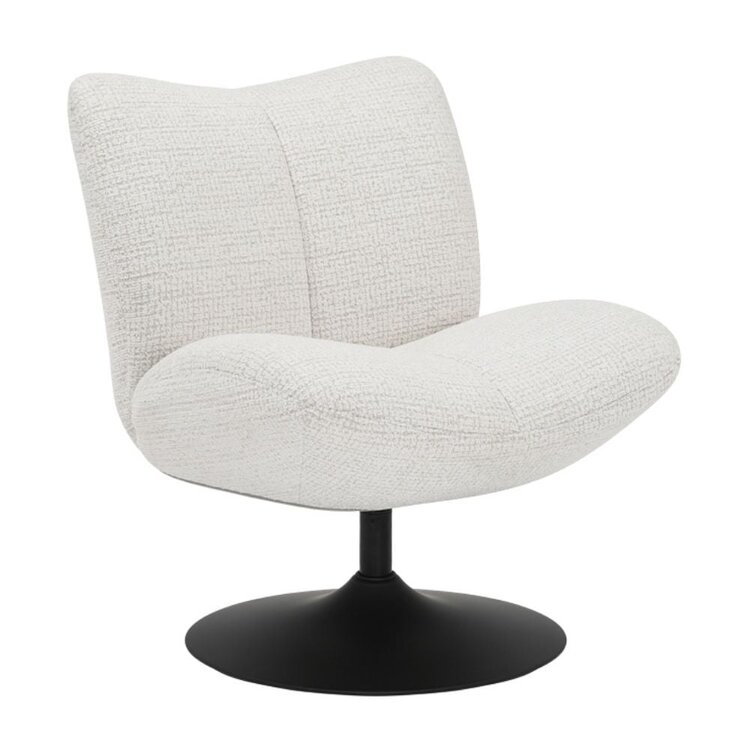 Fauteuil pivotant Moira en tissu chiné beige