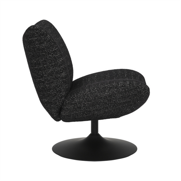 Fauteuil pivotant Moira en tissu chiné noir