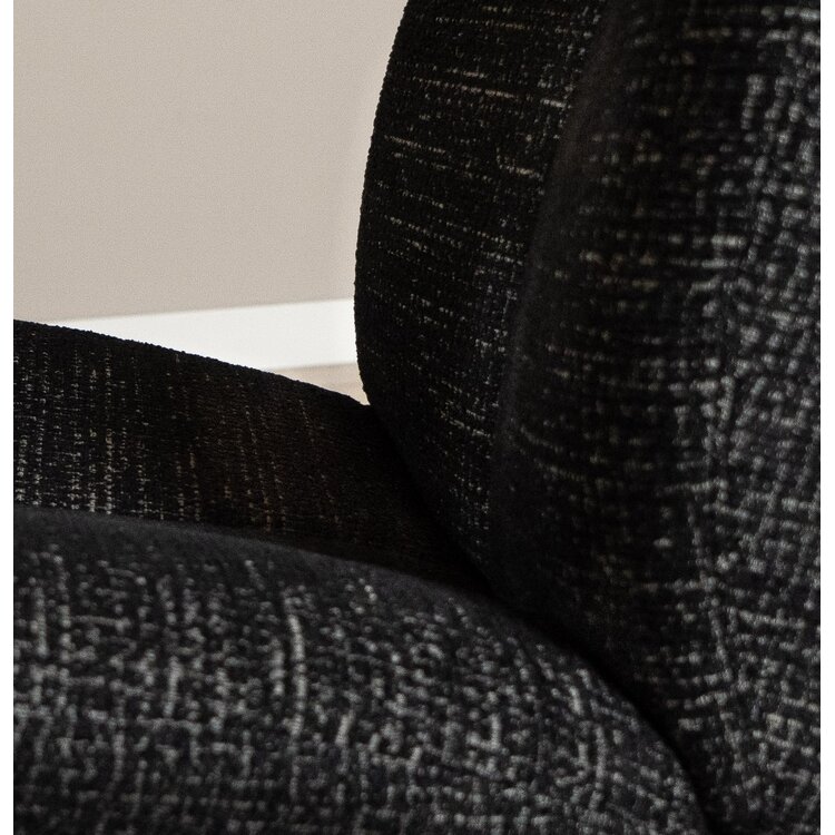 Fauteuil pivotant Moira en tissu chiné noir