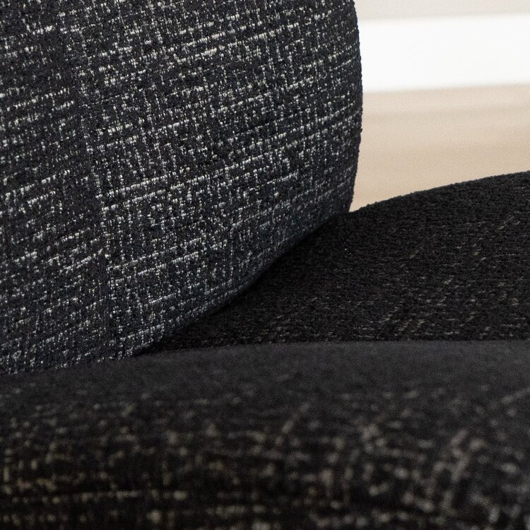 Fauteuil pivotant Moira en tissu chiné noir