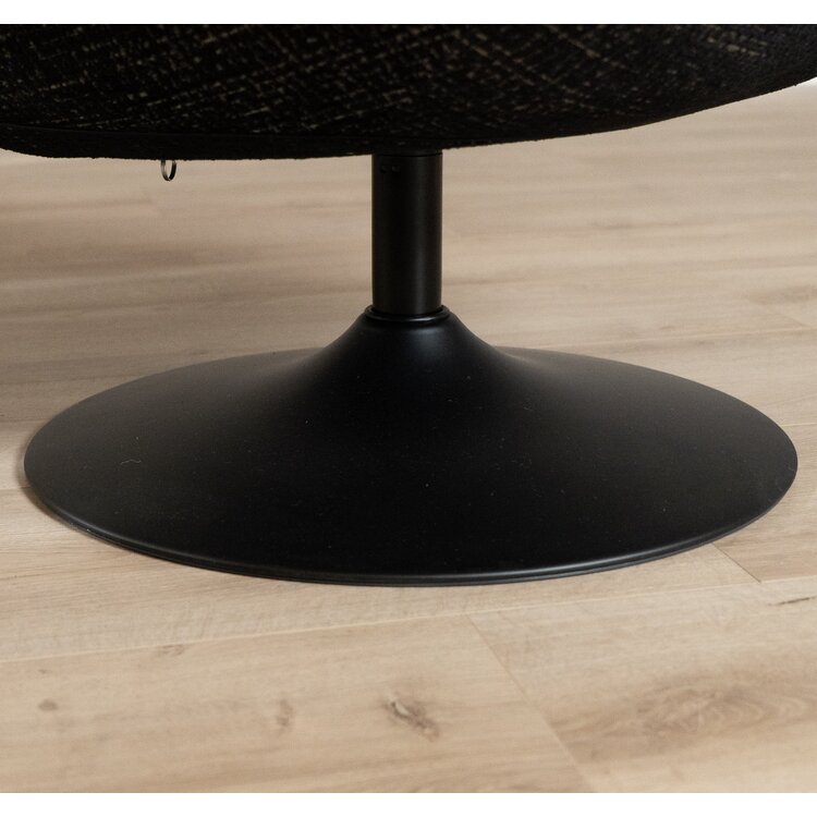 Fauteuil pivotant Moira en tissu chiné noir