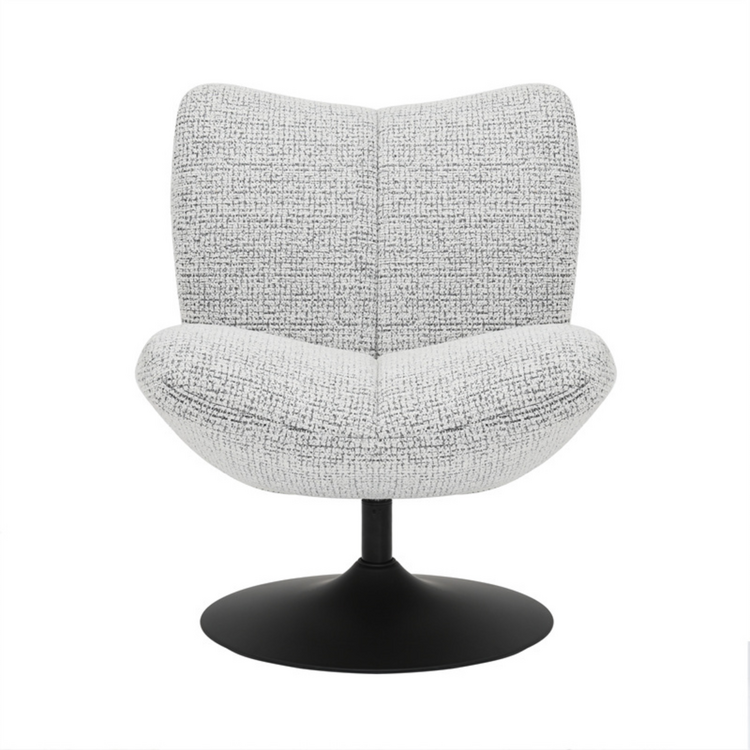 Fauteuil pivotant Moira en tissu chiné off-white/ noir