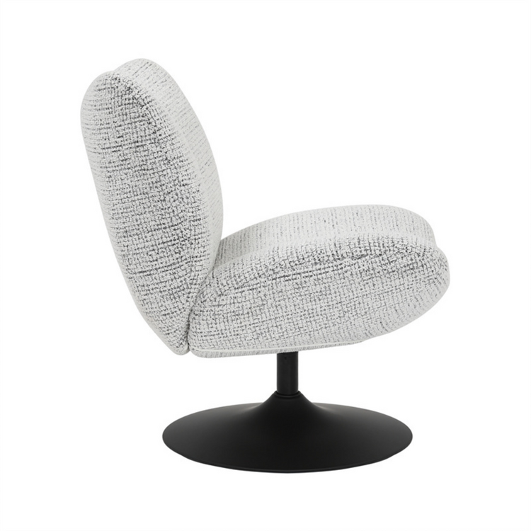 Fauteuil pivotant Moira en tissu chiné off-white/ noir