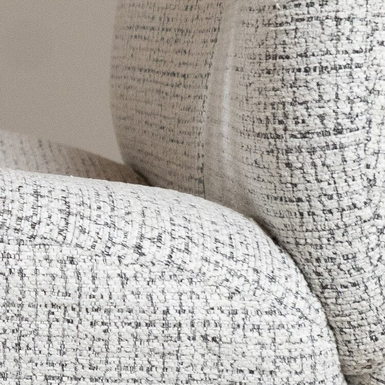 Fauteuil pivotant Moira en tissu chiné off-white/ noir