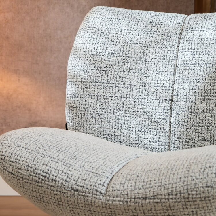 Fauteuil pivotant Moira en tissu chiné off-white/ noir