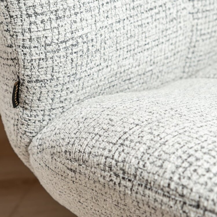 Fauteuil pivotant Moira en tissu chiné off-white/ noir