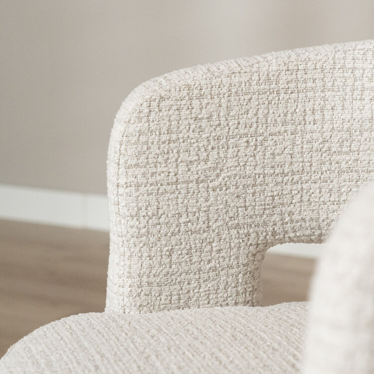 Fauteuil pivotant Gino en tissu chiné beige