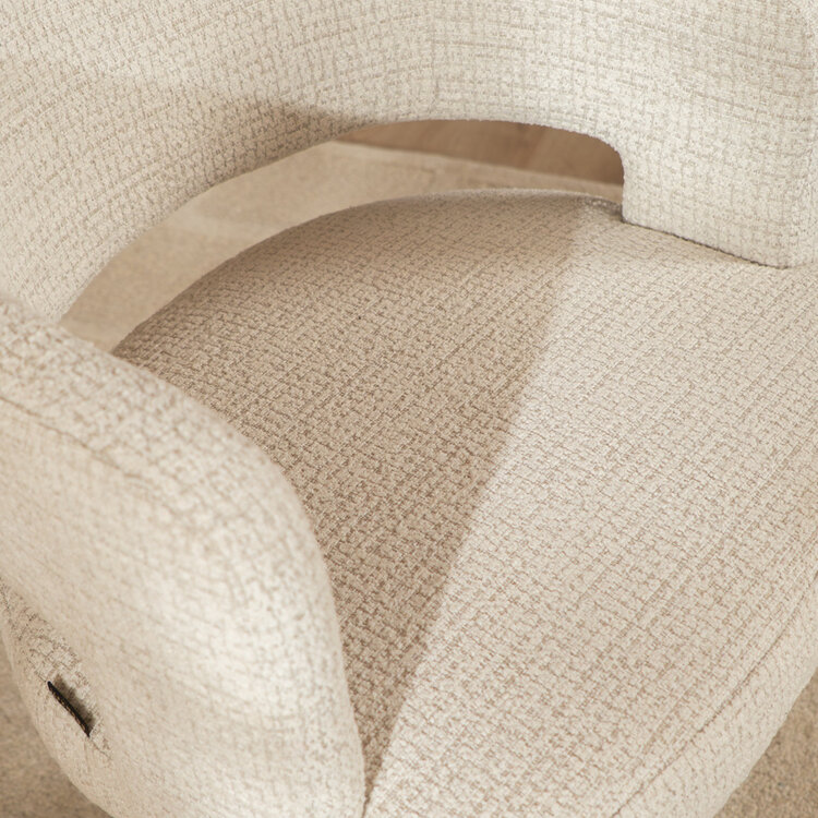 Fauteuil pivotant Gino en tissu chiné beige