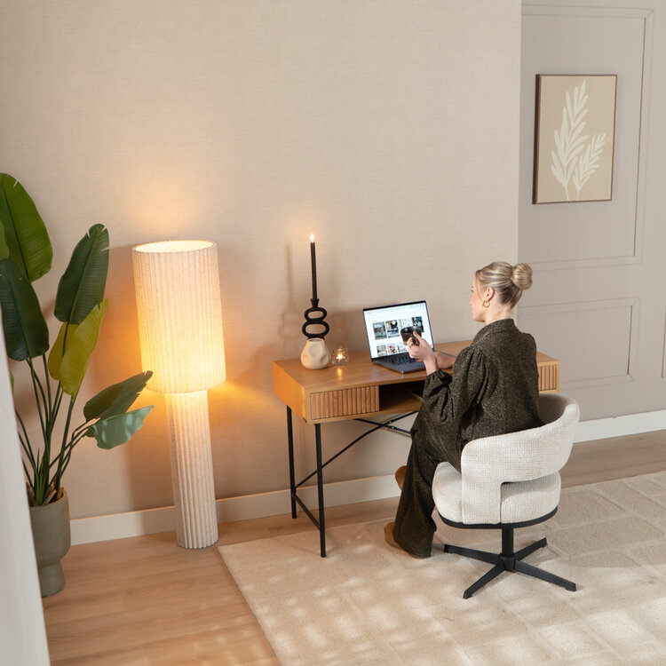 Fauteuil pivotant Gino en tissu chiné beige