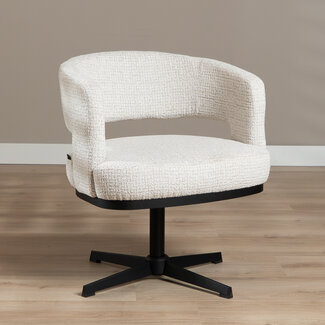 Fauteuil pivotant Gino en tissu chiné beige