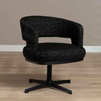 Fauteuil pivotant Gino en tissu chiné noir