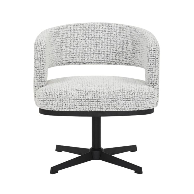 Fauteuil pivotant Gino en tissu chiné blanc cassé/noir