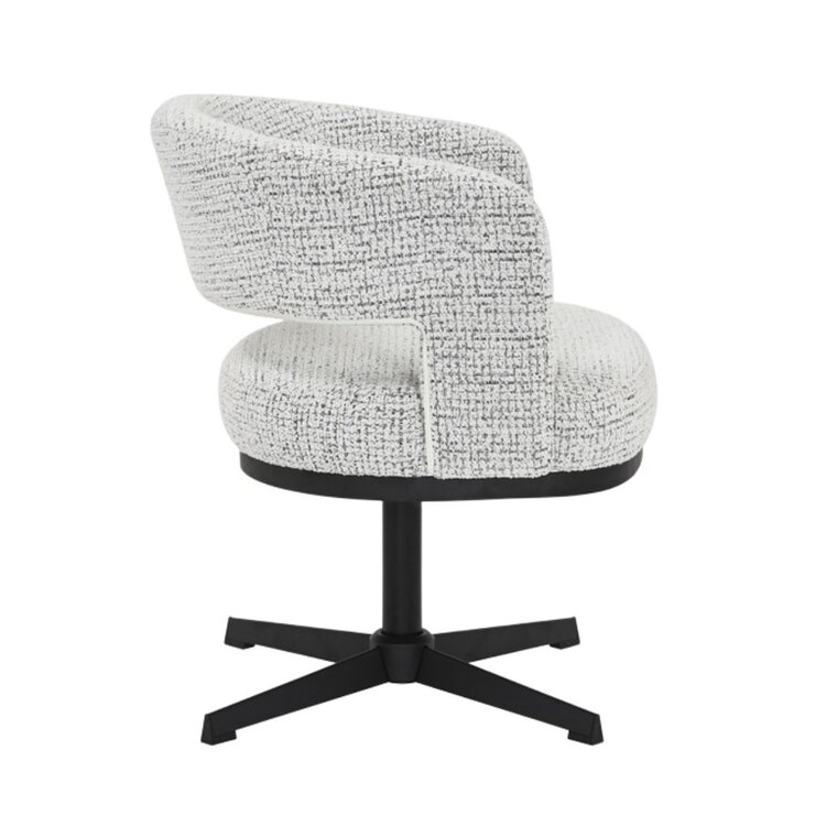 Fauteuil pivotant Gino en tissu chiné blanc cassé/noir