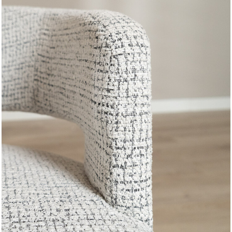 Fauteuil pivotant Gino en tissu chiné blanc cassé/noir