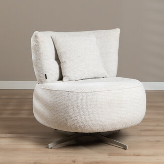 Fauteuil Fallon pivotant en tissu chiné beige