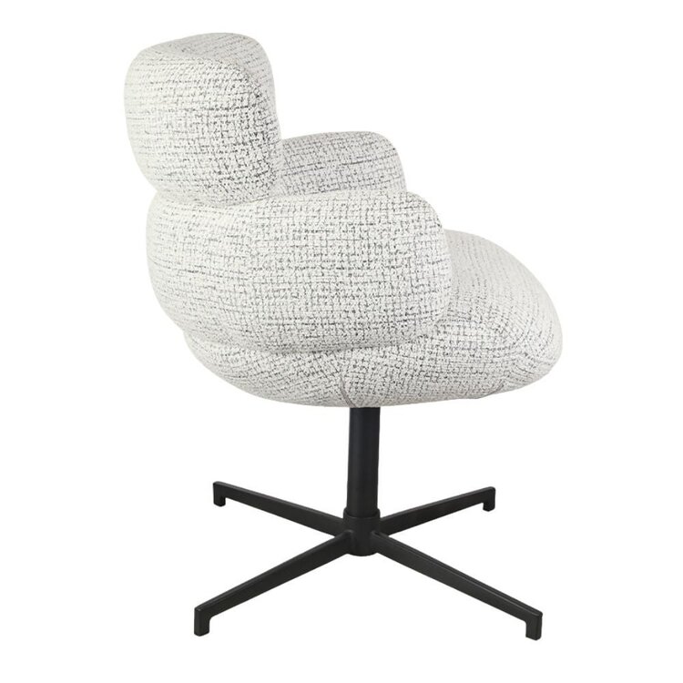 Chaise de salle à manger Coco en tissu chiné blanc cassé/noir