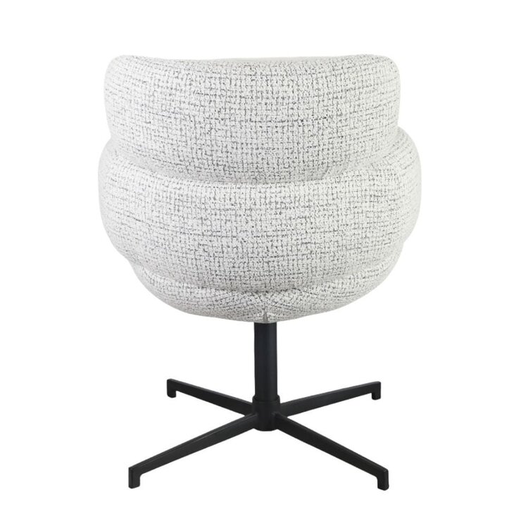 Chaise de salle à manger Coco en tissu chiné blanc cassé/noir